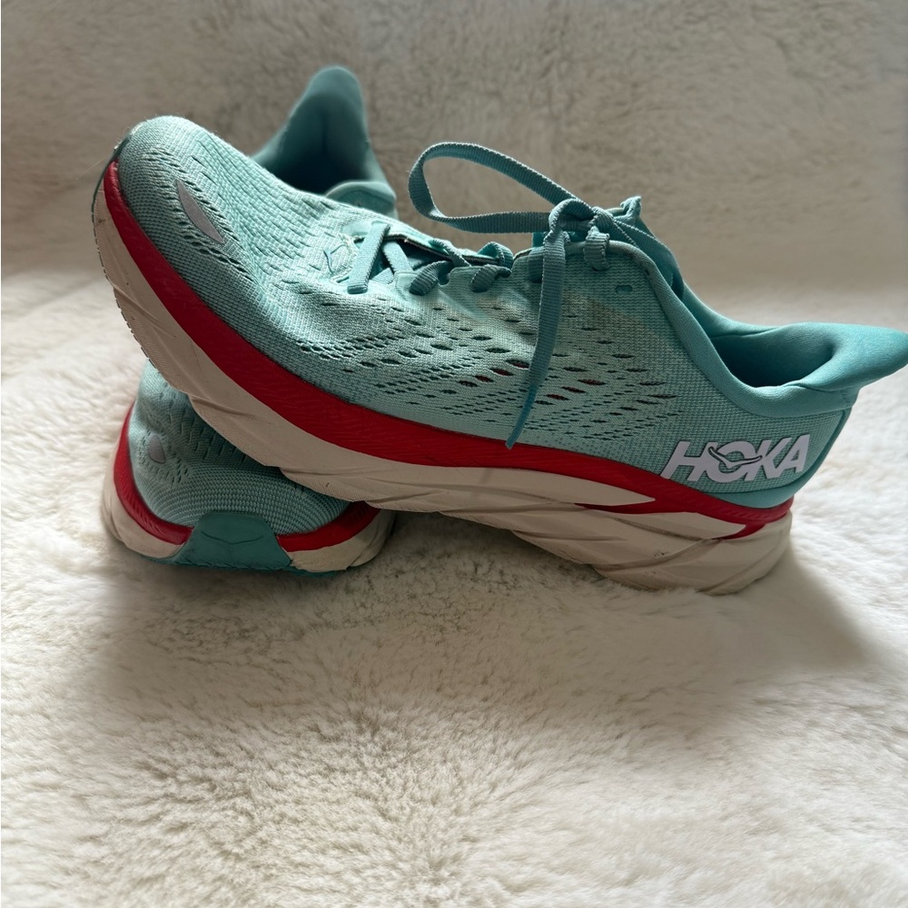 Hoka Aqua and Coral Athletic Shoes